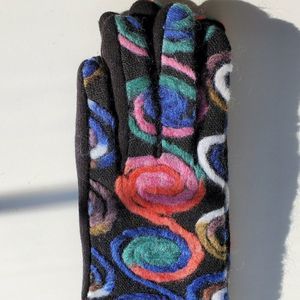 Yarn Embroidery Multi Color Smart Touch Gloves Touchscreen Compatible